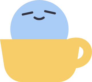 Cafe Journal mascot peeking out of a coffee cup